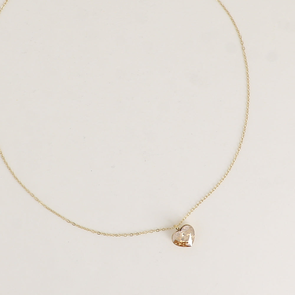 Collier avec cœur de 10mm en cristal de Swarovski® - 37+7 cm - Golden shadow