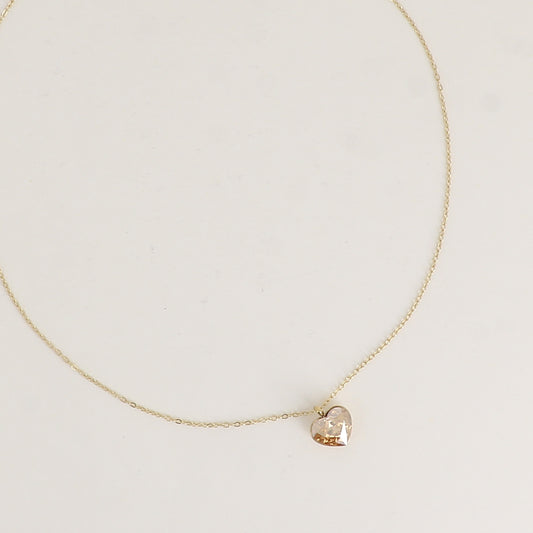Collier avec cœur de 10mm en cristal de Swarovski® - 37+7 cm - Golden shadow