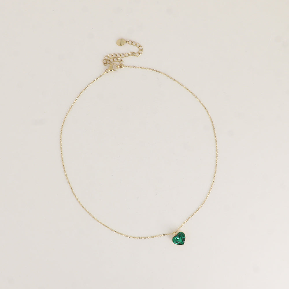 Collier avec cœur de 10mm en cristal de Swarovski® - 37+7 cm - Majestic green