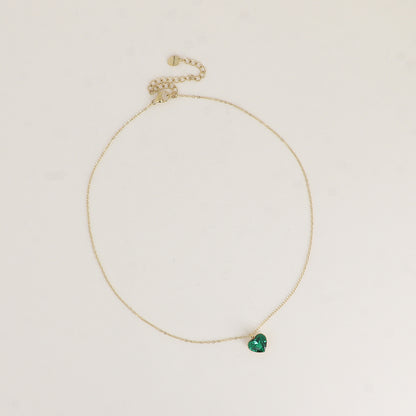 Collier avec cœur de 10mm en cristal de Swarovski® - 37+7 cm - Majestic green