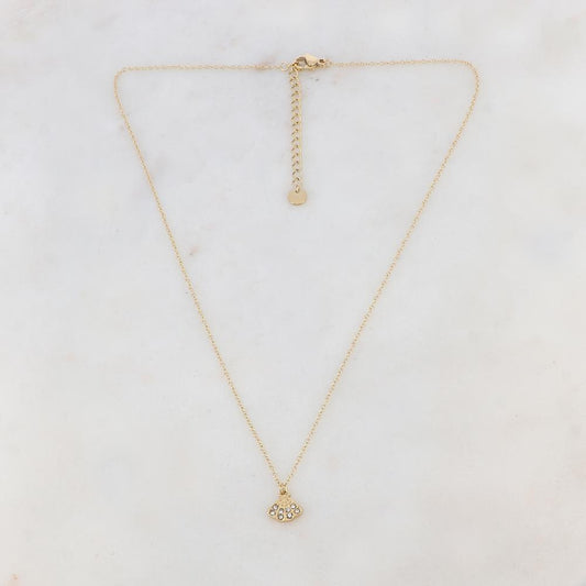 Collier doré avec un pendentif en forme géométrique orné de strass blancs 41+5 cm