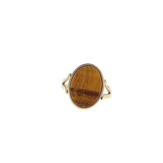 Bague ovale ajustable en pierre naturelle - Œil de tigre