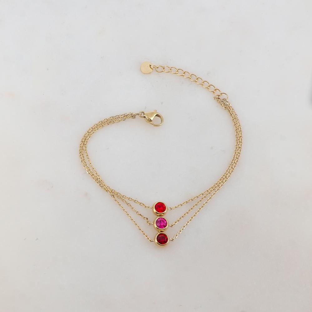 Bracelet trois rangs avec 3 strass