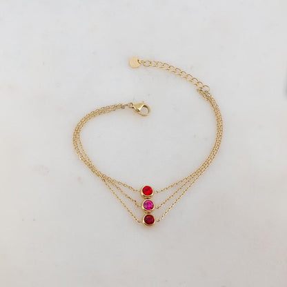 Bracelet trois rangs avec 3 strass