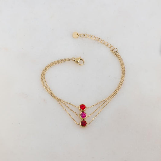 Bracelet trois rangs avec 3 strass