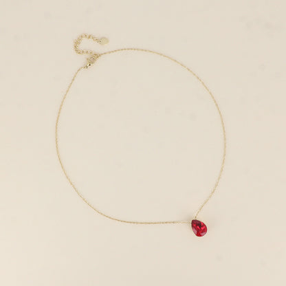 Collier - Pendentif cristal de Swarovski® en forme de goutte - Longueur du collier : 40+5 cm - Dimensions du cristal : 10x14 mm - Scarlet