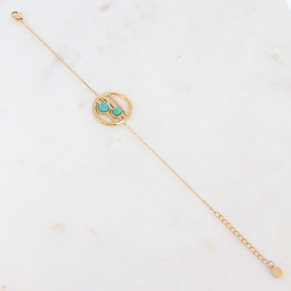 Bracelet avec pièce ronde ajourée, pierres naturelles - Amazonite