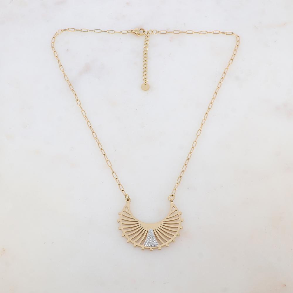 Collier avec pendentif ajouré et strass (40+5CM)
