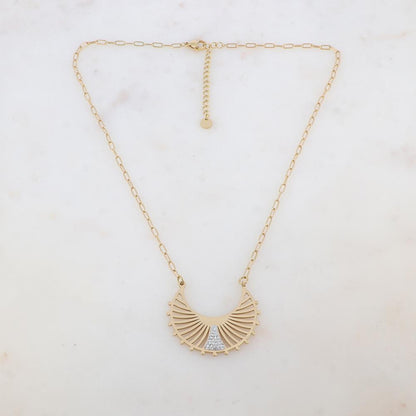 Collier avec pendentif ajouré et strass (40+5CM)
