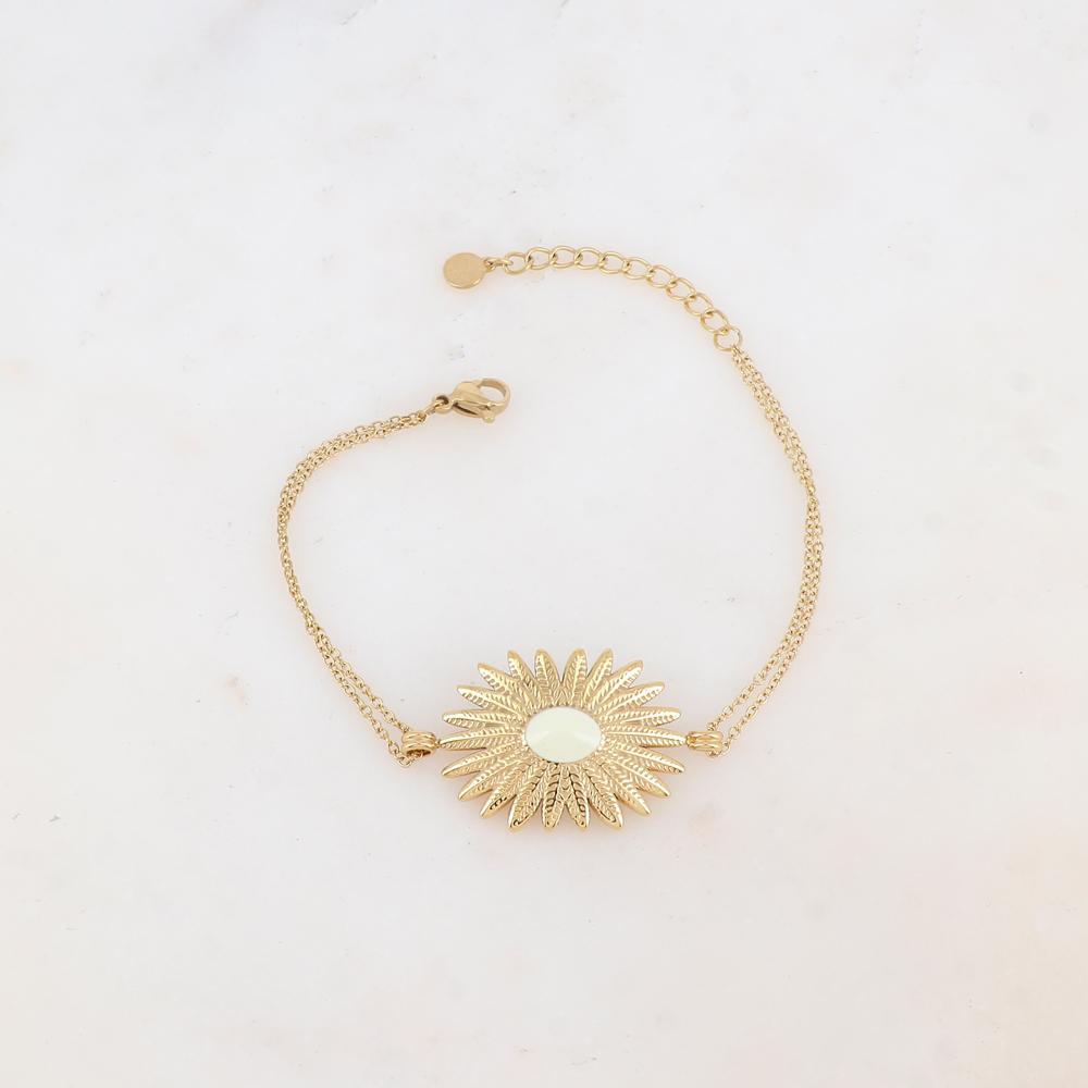 Bracelet deux rangs avec feuillage émaillé