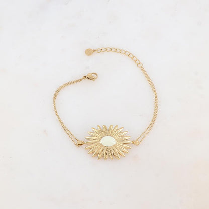 Bracelet deux rangs avec feuillage émaillé
