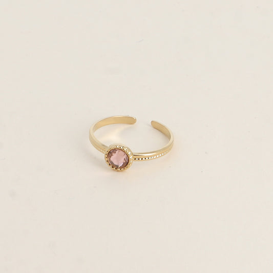 Bague fine ornée de cristaux de Swarovski® - Hauteur de la bague: 2 mm - Dimensions du cristal : 5x5 mm - Vintage rose