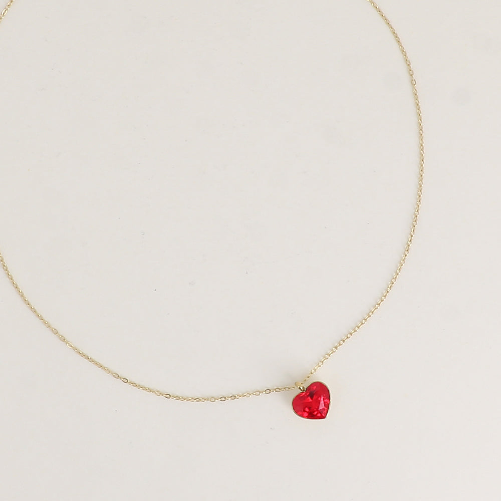 Collier avec cœur de 10mm en cristal de Swarovski® - 37+7 cm - Light Siam