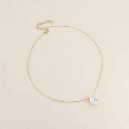 Collier - Pendentif cristal de Swarovski® en forme de goutte - Longueur du collier : 40+5 cm - Dimensions du cristal : 10x14 mm - Crystal