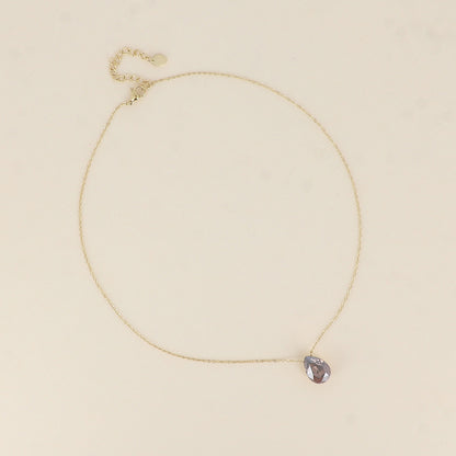 Collier - Pendentif cristal de Swarovski® en forme de goutte - Longueur du collier : 40+5 cm - Dimensions du cristal : 10x14 mm - Vintage rose satin