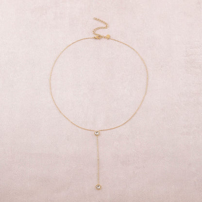 Collier Y - Orné de cristaux de Swarovski® - 40+7 cm - Longueur de chaîne pendante : 6 cm - Dimensions des cristaux : 5x5 mm - Crystal
