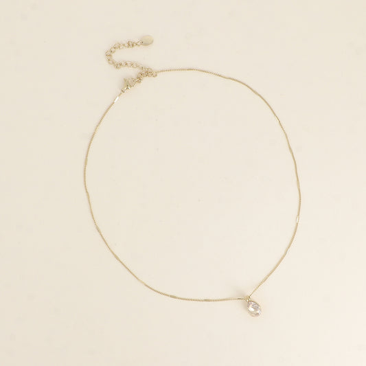 Collier orné de cristaux de Swarovski® en forme de goutte - Longueur de chaîne : 38+7 cm - Dimensions du cristal : 7x10 mm - Golden shadow
