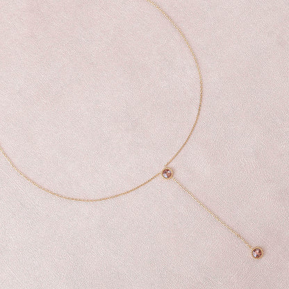 Collier Y - Orné de cristaux de Swarovski® - 40+7 cm - Longueur de chaîne pendante : 6 cm - Dimensions des cristaux : 5x5 mm - Blush rose
