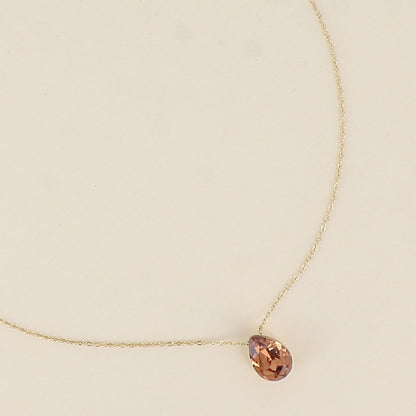Collier - Pendentif cristal de Swarovski® en forme de goutte - Longueur du collier : 40+5 cm - Dimensions du cristal : 10x14 mm - Light Smoked topaz