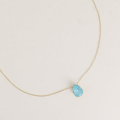 Collier - Pendentif cristal de Swarovski® en forme de goutte - Longueur du collier : 40+5 cm - Dimensions du cristal : 10x14 mm - Paradise bleu lux