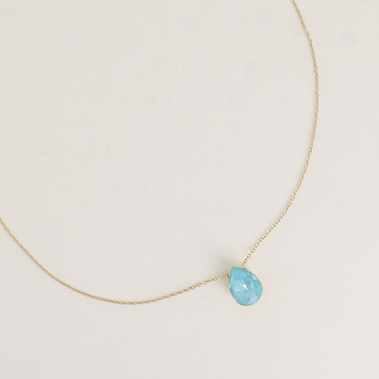Collier - Pendentif cristal de Swarovski® en forme de goutte - Longueur du collier : 40+5 cm - Dimensions du cristal : 10x14 mm - Paradise bleu lux