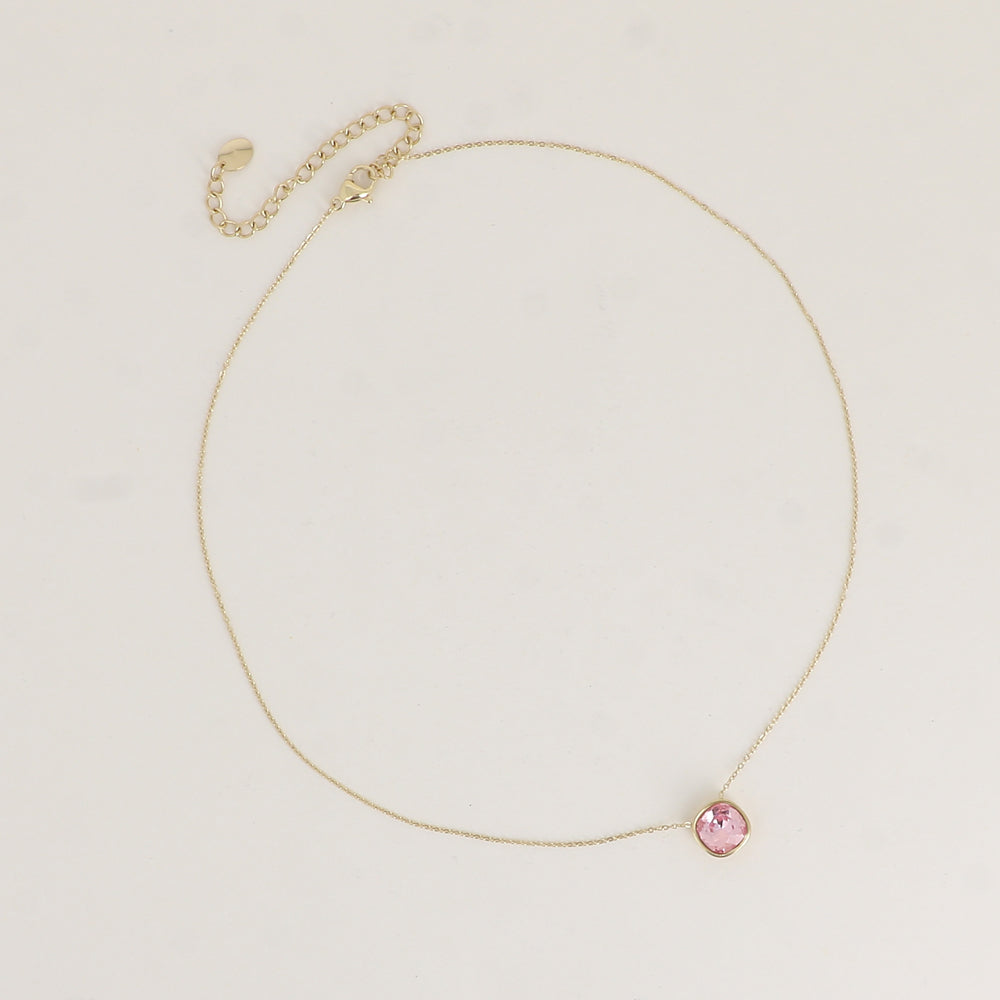 Collier orné de cristal de Swarovski® 8 mm - Longueur de chaîne : 39+5 cm - Diamètre du cristal : 8 mm - Rose
