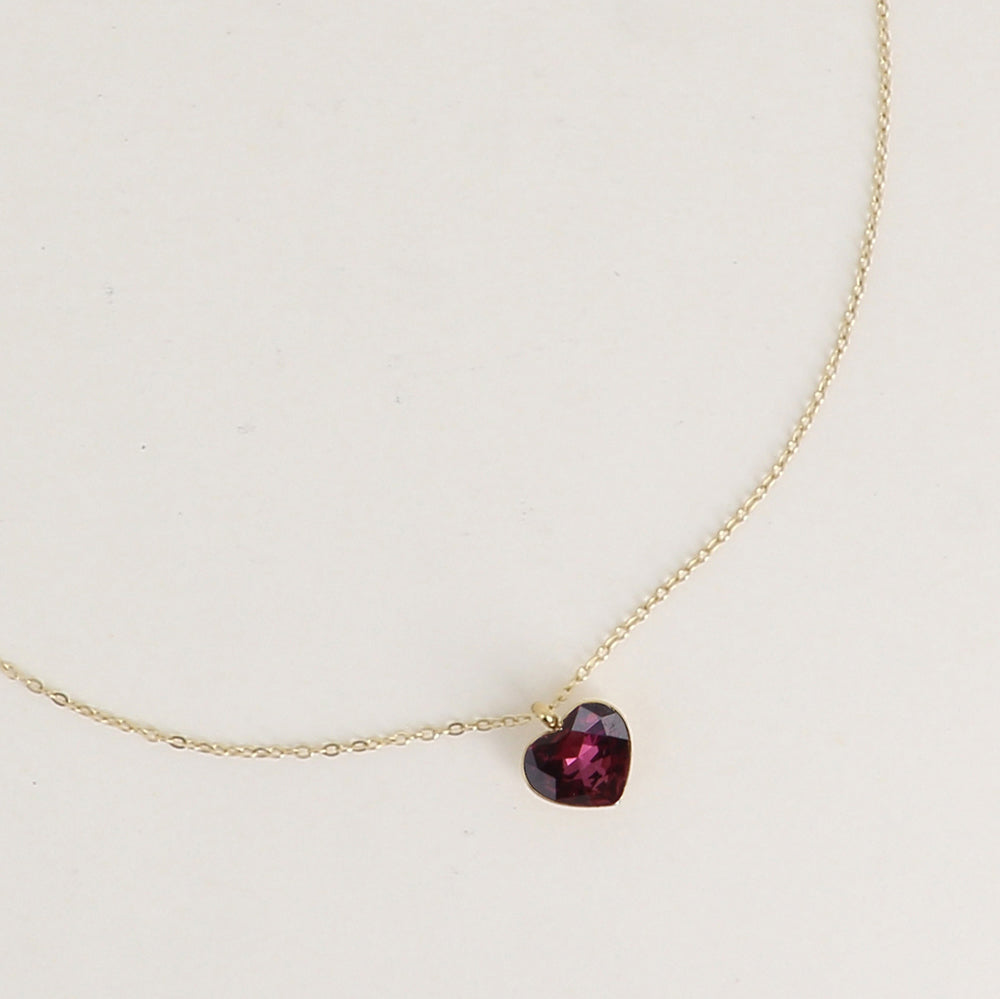 Collier avec cœur de 10mm en cristal de Swarovski® - 37+7 cm - Amethyst