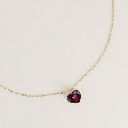 Collier avec cœur de 10mm en cristal de Swarovski® - 37+7 cm - Amethyst
