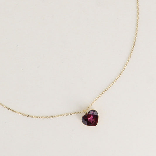 Collier avec cœur de 10mm en cristal de Swarovski® - 37+7 cm - Amethyst