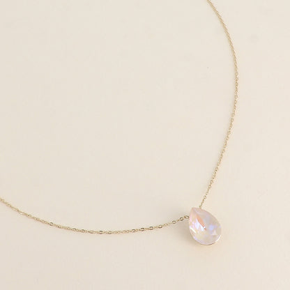 Collier - Pendentif cristal de Swarovski® en forme de goutte - Longueur du collier : 40+5 cm - Dimensions du cristal : 10x14 mm - Ivory cream delite