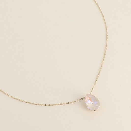 Collier - Pendentif cristal de Swarovski® en forme de goutte - Longueur du collier : 40+5 cm - Dimensions du cristal : 10x14 mm - Ivory cream delite
