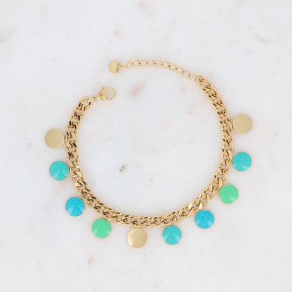 Bracelet en maille gourmette avec pampilles rondes émaillées