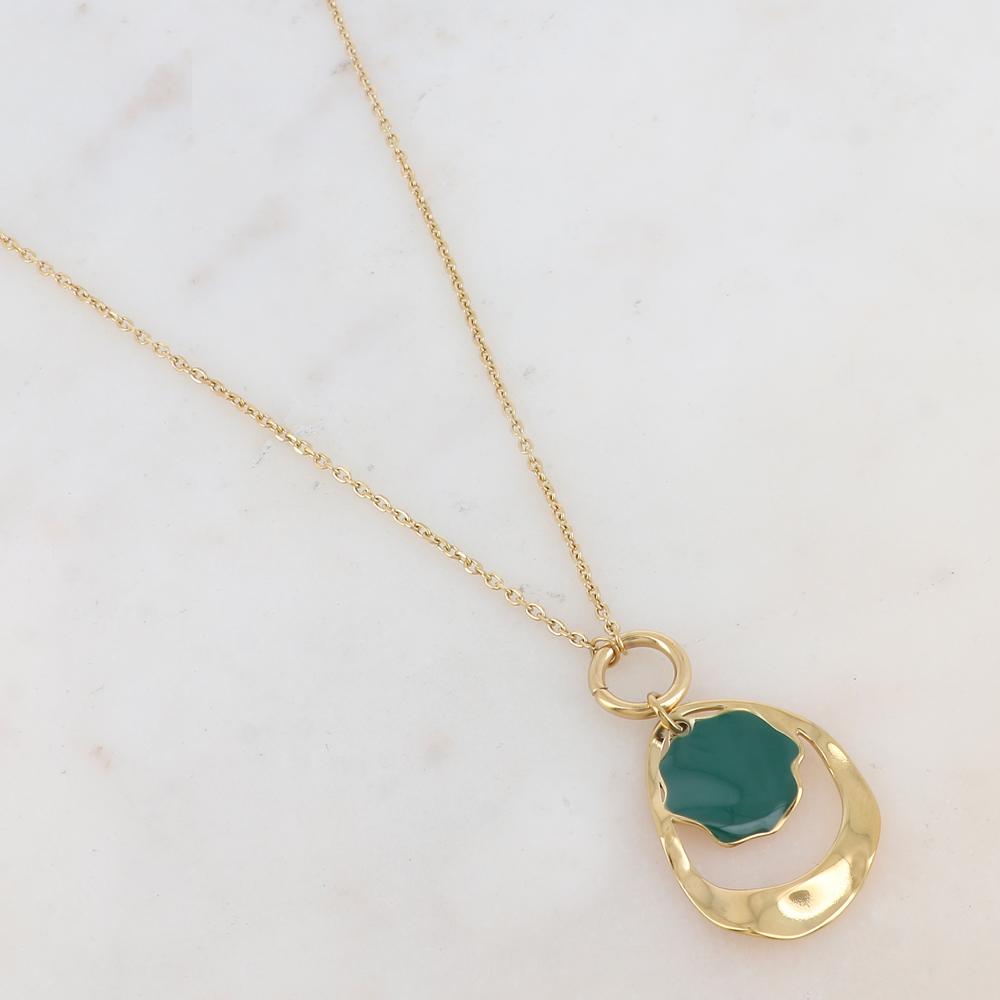 Collier avec pendentif géométrique ondulé, émail (50+10CM)