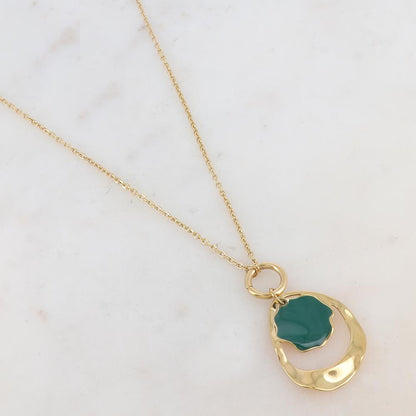 Collier avec pendentif géométrique ondulé, émail (50+10CM)