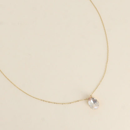 Collier - Pendentif cristal de Swarovski® en forme de goutte - Longueur du collier : 40+5 cm - Dimensions du cristal : 10x14 mm - Golden shadow