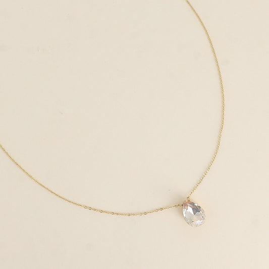 Collier - Pendentif cristal de Swarovski® en forme de goutte - Longueur du collier : 40+5 cm - Dimensions du cristal : 10x14 mm - Golden shadow