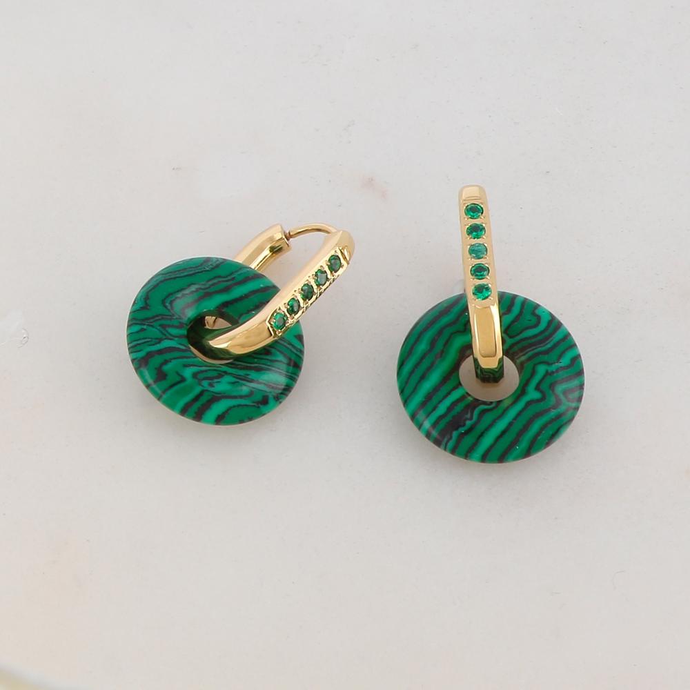 Créoles avec strass et pierre naturelle 1,3 x 2,8 cm