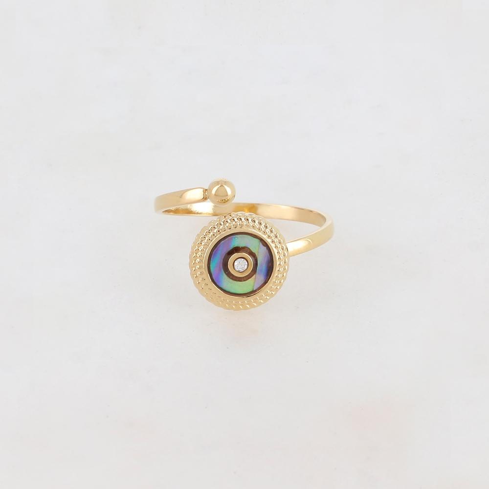 Bague avec pampille ronde, nacre - Nacre abalone