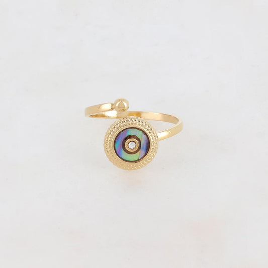 Bague avec pampille ronde, nacre - Nacre abalone