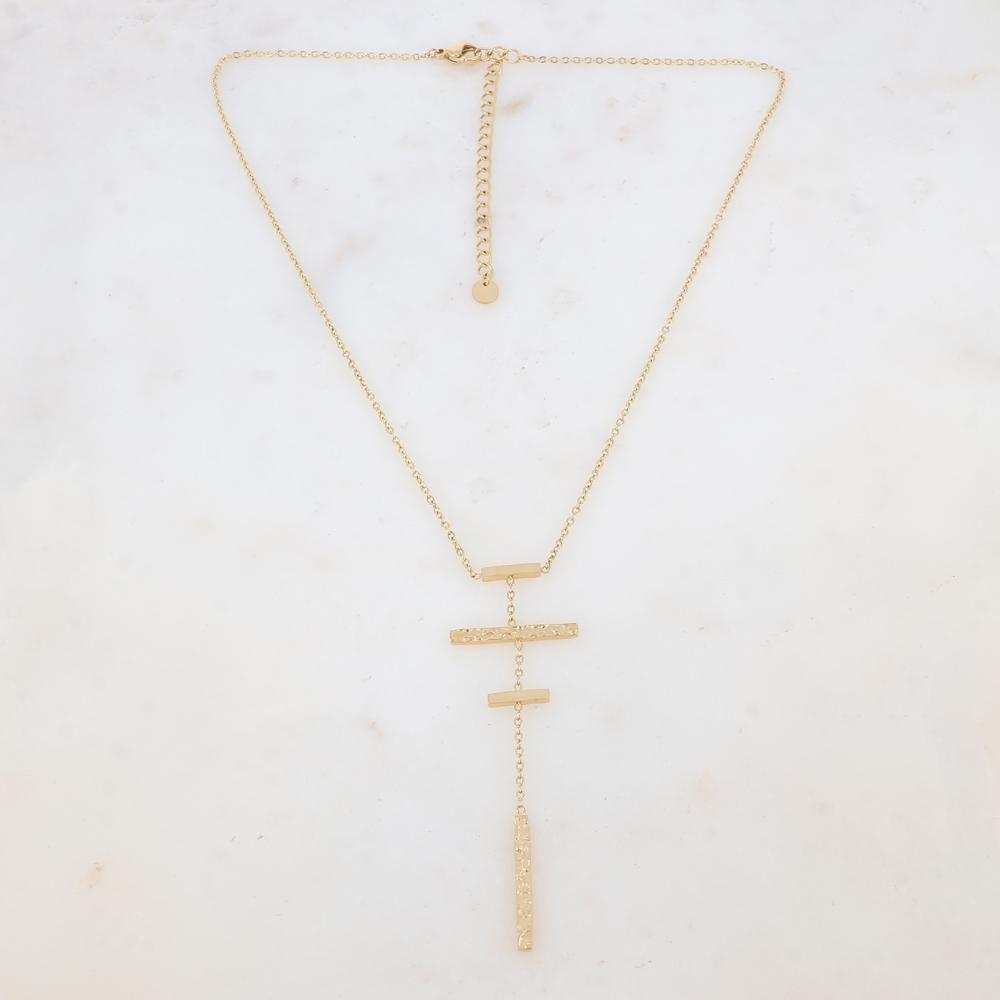 Collier avec 4 barres : 2 martelées et 2 lisses (39+7CM)