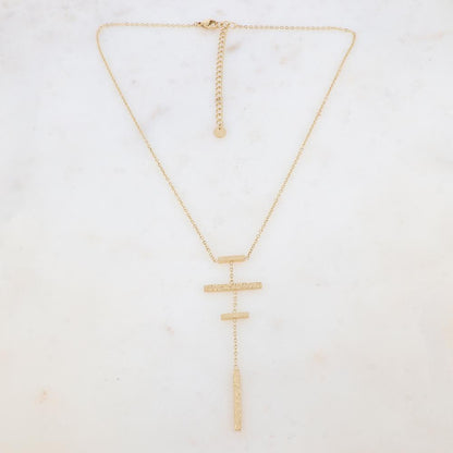 Collier avec 4 barres : 2 martelées et 2 lisses (39+7CM)