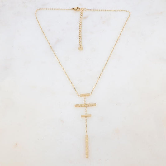 Collier avec 4 barres : 2 martelées et 2 lisses (39+7CM)