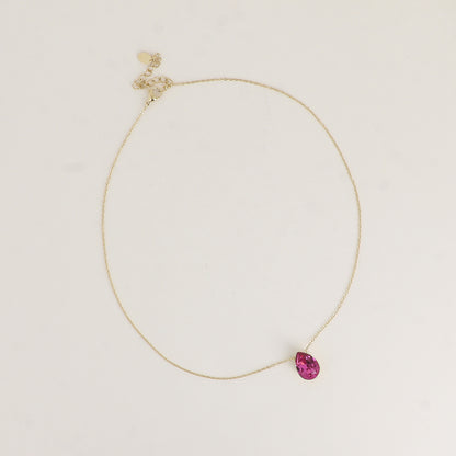 Collier - Pendentif cristal de Swarovski® en forme de goutte - Longueur du collier : 40+5 cm - Dimensions du cristal : 10x14 mm - Dark rose