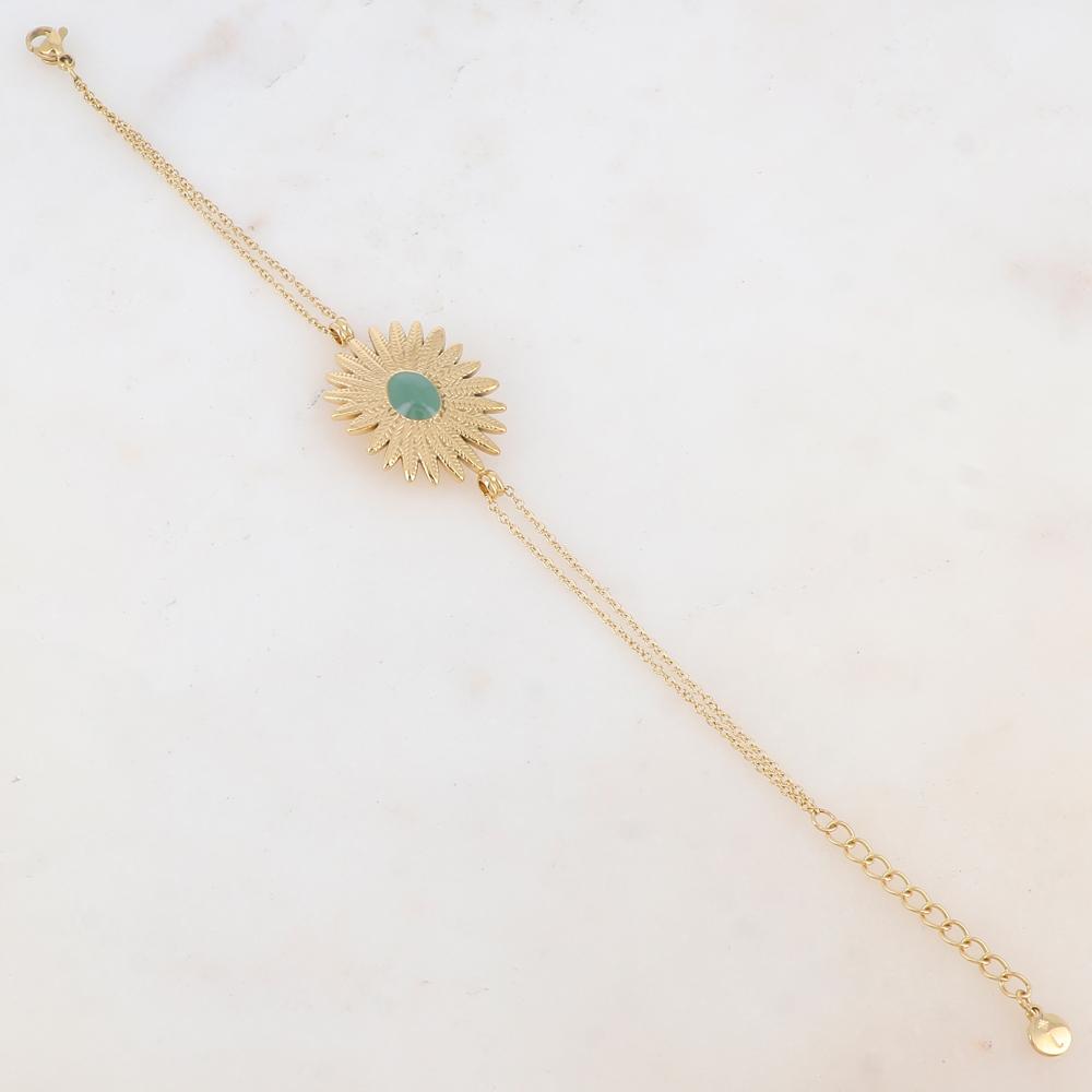 Bracelet deux rangs avec feuillage émaillé