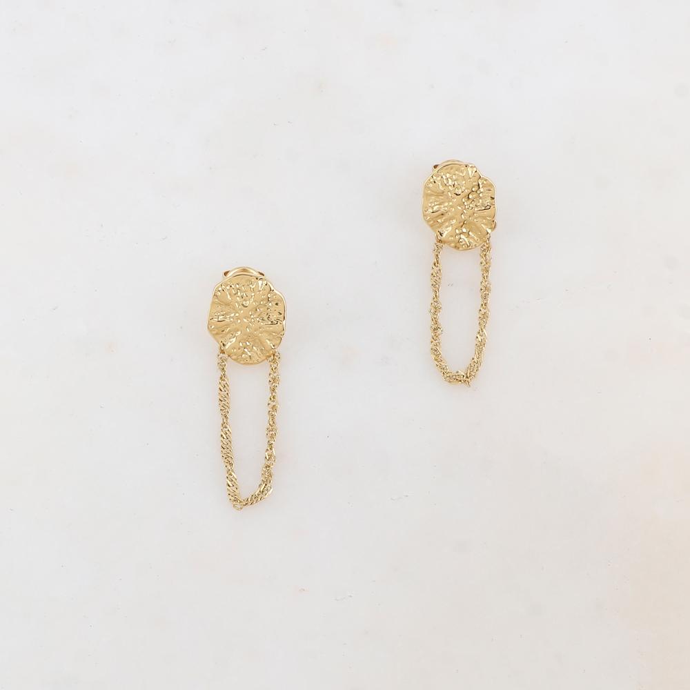 B.O à puce avec pièce martelée et chaîne pendante 1,2 x 4,2 cm.