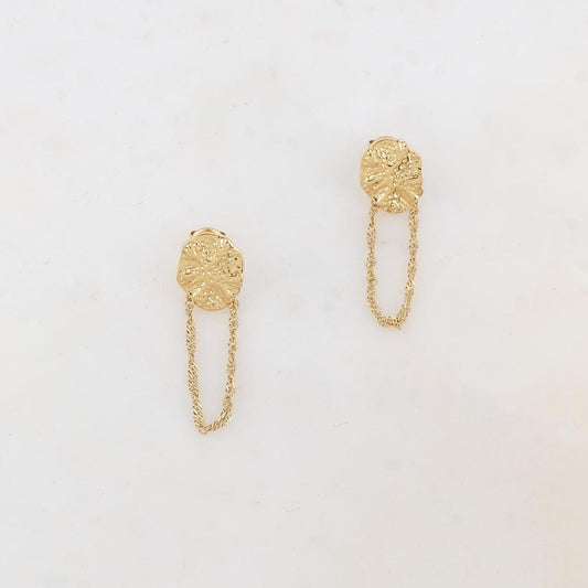 B.O à puce avec pièce martelée et chaîne pendante 1,2 x 4,2 cm.