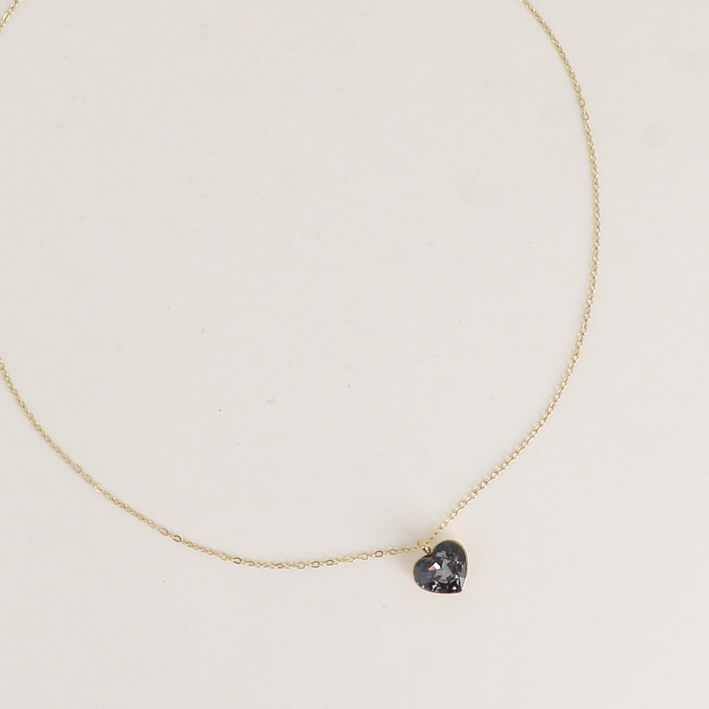 Collier avec cœur de 10mm en cristal de Swarovski® - 37+7 cm - Silver night