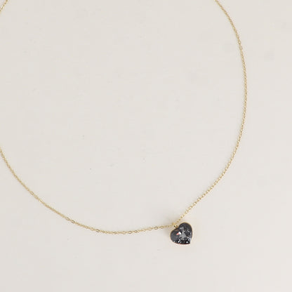 Collier avec cœur de 10mm en cristal de Swarovski® - 37+7 cm - Silver night