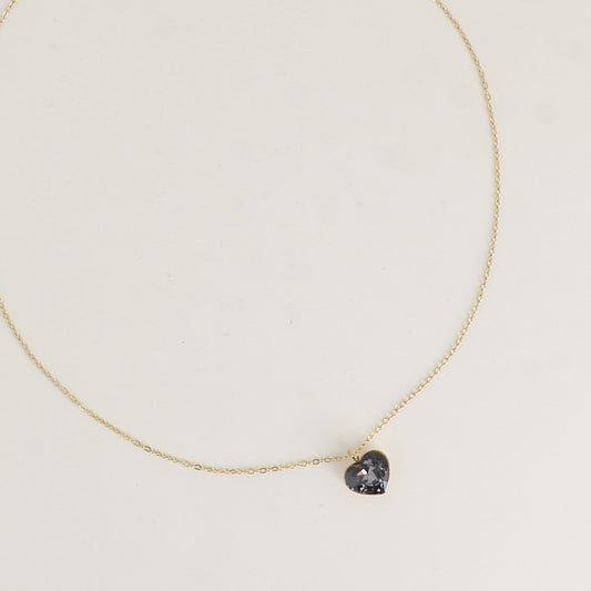 Collier avec cœur de 10mm en cristal de Swarovski® - 37+7 cm - Silver night