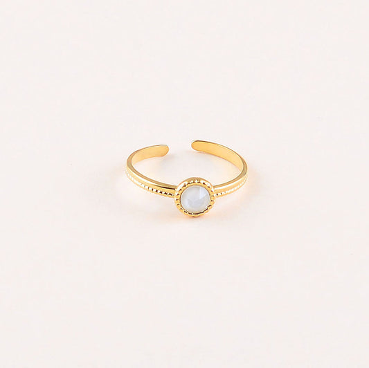 Bague fine ornée de cristaux de Swarovski® - Hauteur de la bague: 2 mm - Dimensions du cristal : 5x5 mm - Ivory cream